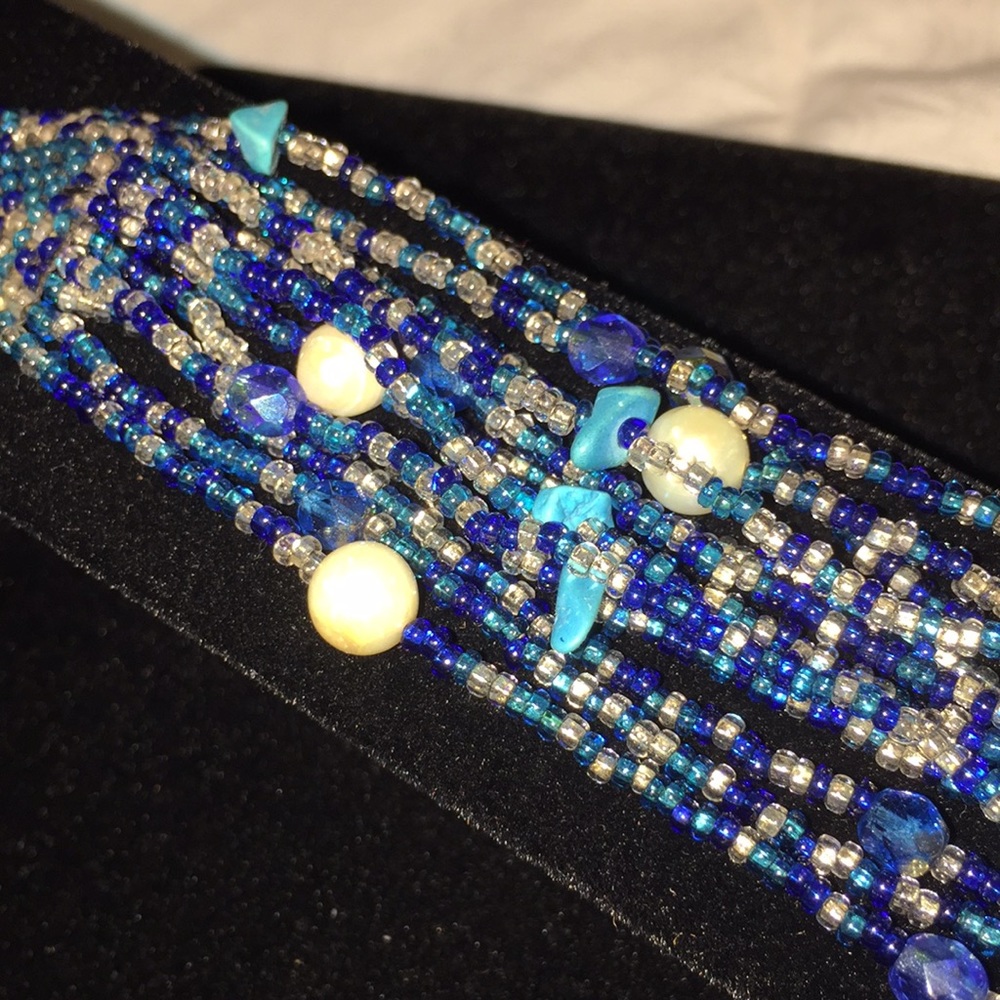 Handmade seed bead and turquoise bracelet
